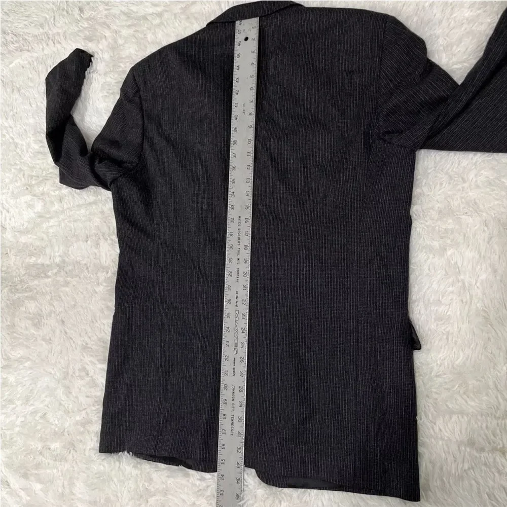 JOSEPH ABBOUD Blazer 44L Black Wool Suit Tattersall Single-Breasted Sport Coat